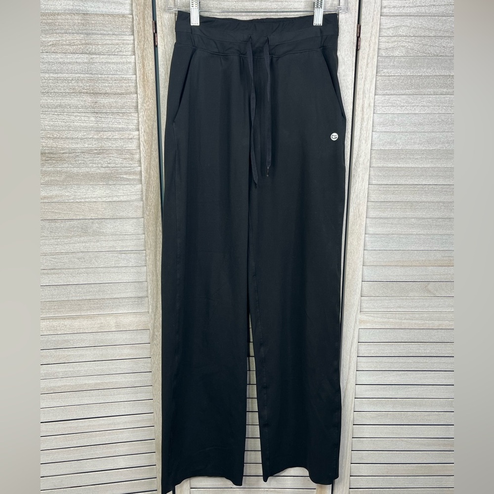 Black Activewear Pants with Flared Hem-Small